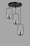 Opviq Lámpara de araña de 3 niveles con cristal ahumado y color negro